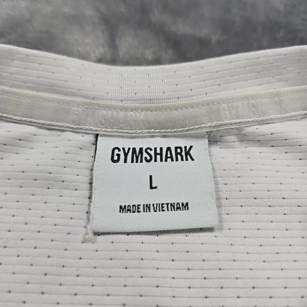 Gymshark Baselayer Shirt Men L White Breathable Athletic Performance Long Sleeve - Picture 5 of 9